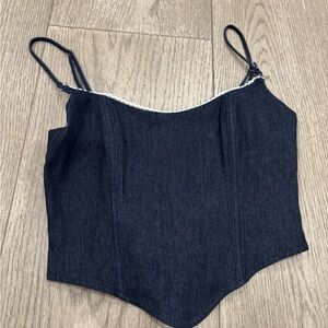 White Fox Boutique Navy Corset Top